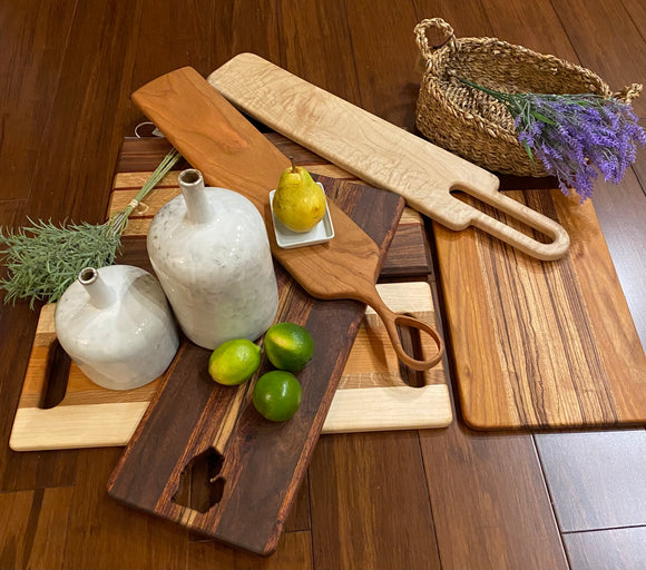 Walnut and exotic wood large cutting board – Turnip Rock Woodworks