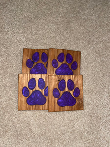 Paw print epoxy coaster set