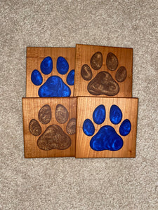 Wooden Animal Print Coaster Set