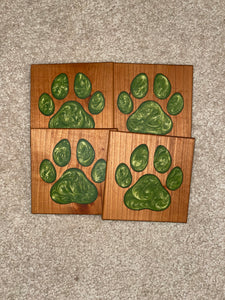 Paw print epoxy coaster set