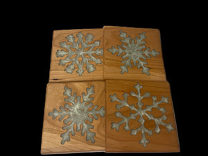 Snowflake epoxy coaster set